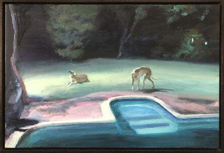 Clare Menck, ‘Two greyhounds in the moonlight’, 2019