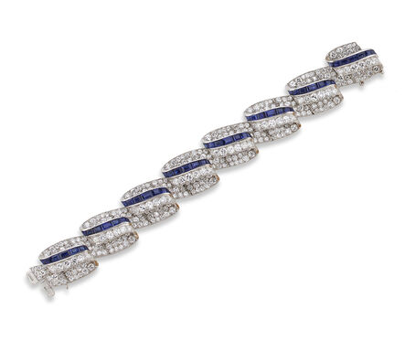 Unknown American, ‘Diamond and sapphire swirl bracelet ’, ca. 1960
