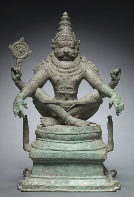 ‘Vishnu in his man-lion incarnation as Yoga-Narasimha. India; Tamil Nadu state’, 1250