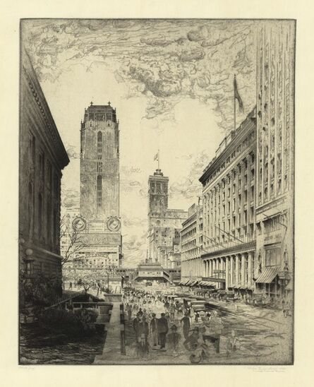 John Taylor Arms, ‘West Forty-second Street.  (Corner of Fifth Avenue toward Sixth.)’, 1920