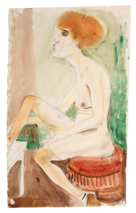 Otto Dix, ‘Red-Haired Nude with Red Stockings (Red-Haired Girl)’, 1925
