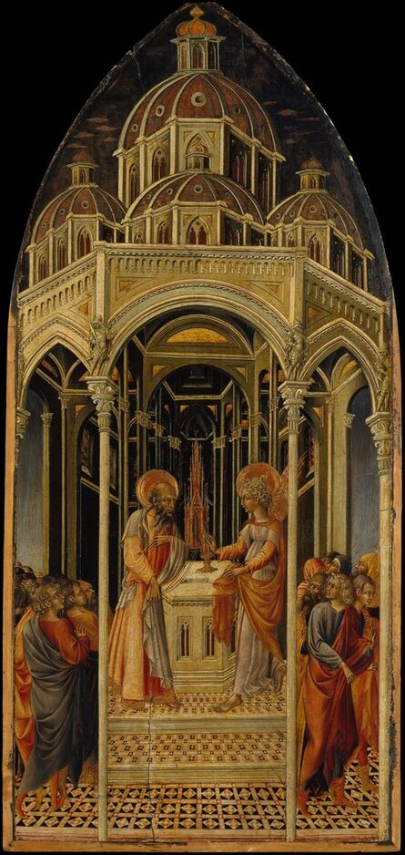 Giovanni di Paolo, ‘The Annunciation to Zacharias; (verso) The Angel of the Annunciation’, ca. 1455–1460