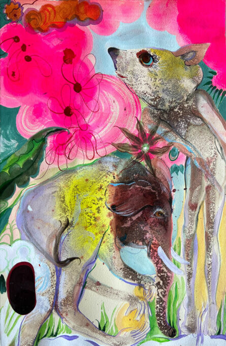 Rina Banerjee, ‘I am not afraid of you said the Elephant to the Rodent. In connection, recognition, exposed or opposed, out of the glorification of power and powerless grew root a death of all containers that resisted or weeded nature as fruit or female as excess.’, 2022