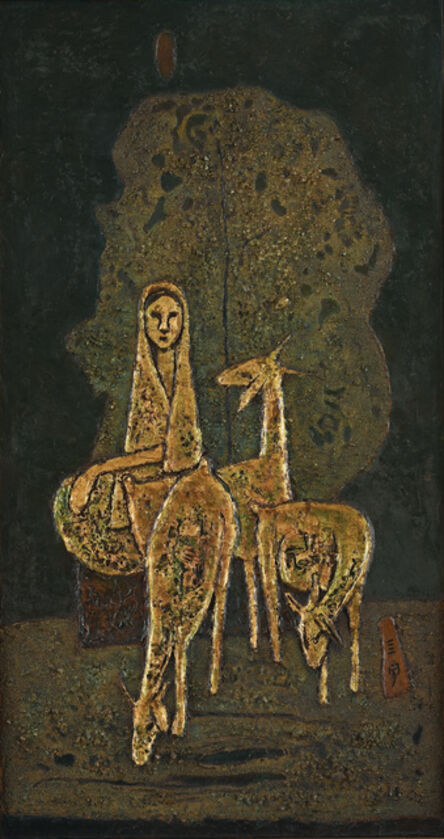 Cheong Soo Pieng, ‘Malay Woman with Three Goats’, 1972