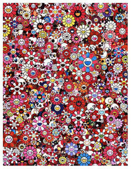 Takashi Murakami, ‘Skulls and Flowers - Red’, 2013