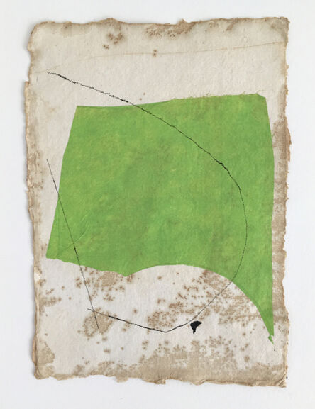 Diane Englander, ‘Bright Green on Tan with Black Lines and Speck’, 2019