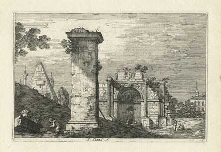 Canaletto, ‘Paesaggio con pilastro e rovine classiche (Landscape with Ruined Monuments). ’, 5