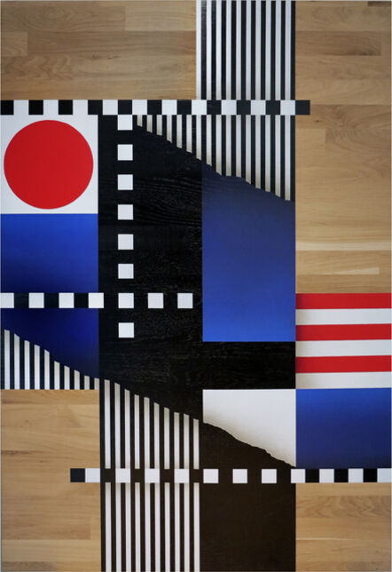 Yann l'Outsider, ‘Composition géométrique drapeaux et lignes 1’, 2017