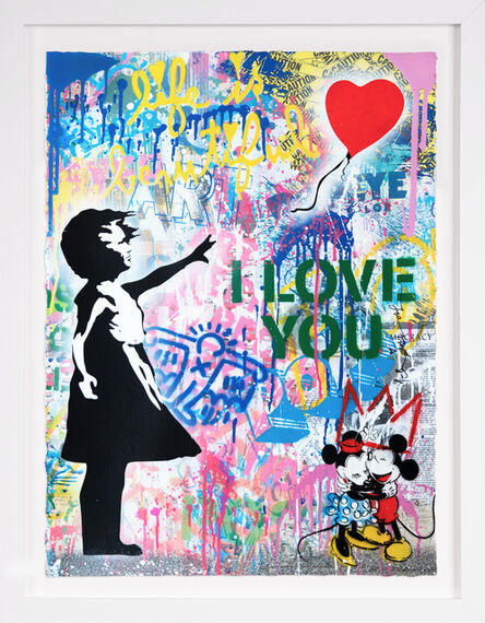 Mr. Brainwash, ‘'Mickey and Minnie' Balloon Girl, Unique Painting’, 2022