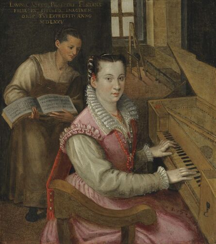 Studio of Lavinia Fontana, ‘Self-portrait at the keyboard with a maidservant’