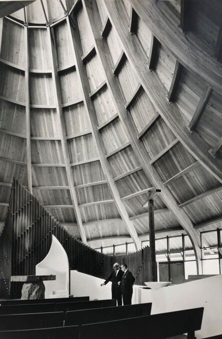 Pedro E. Guerrero, ‘United Church of Rowayton, Interior with Josesph Salerno, Rowayton, CT (Joseph P. Salerno, Architect)’, 1962