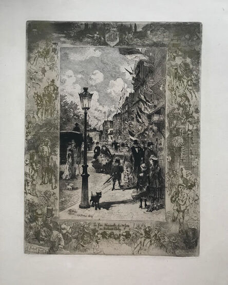 Félix Hilaire Buhot, ‘La Fête Nationale au Boulevard Clichy ’, 1878