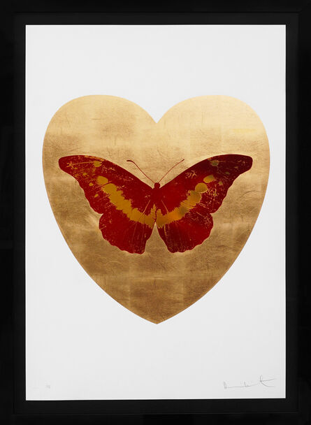 Damien Hirst, ‘'I Love You' 24K Gold Leaf Heart, Red Butterfly’, 2015