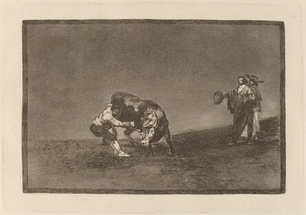 Francisco de Goya, ‘El mismo vuelca un toro en la plaza de Madrid (The Same Man Throws a Bull in the Ring at Madrid)’, in or before 1816