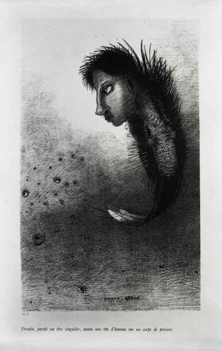 Odilon Redon, ‘"Then there appears a singular being, having the head of a man on the body of a fish."’, 1888