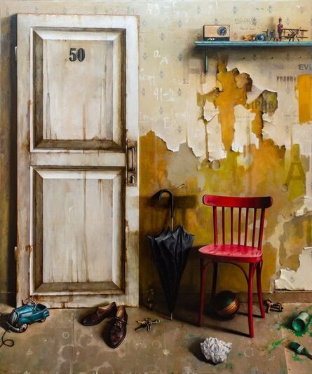 Dmitry Yuzefovich, ‘Door No 50 - bright, vivid detail, realist, interior, still-life oil on canvas’, 2020