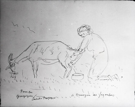 André Dunoyer de Segonzac, ‘Das Melken einer Ziege’, ca. 1945