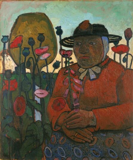 Paula Modersohn-Becker, ‘Alte Armenhäuslerin im Garten mit Glaskugel und Mohnblumen (Old Woman from the Poorhouse in the Garden with Glass Globe and Poppies)’, 1907