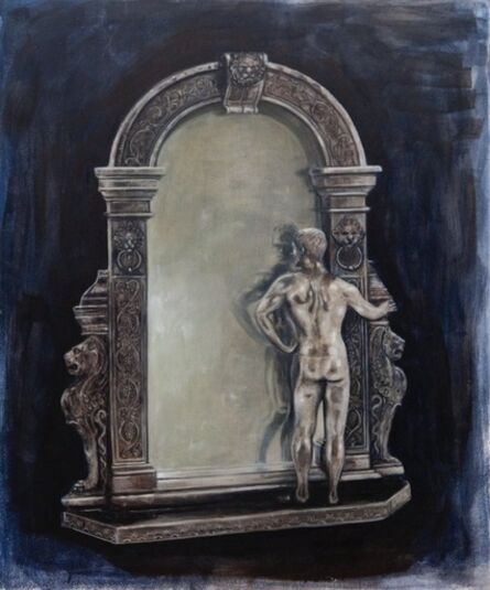 Ellen Harvey, ‘Nudist Museum Giftshop: Silver Mirror with Nude Bodybuilder’, 2012