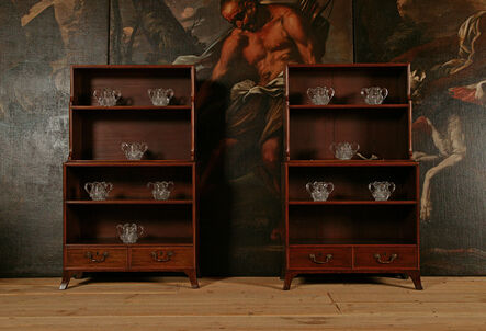 George III, ‘A rare pair of George III mahogany boxwood and ebony open bookcases. ’, ca. 1780