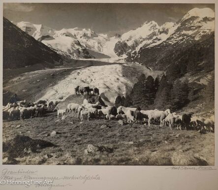 Albert Steiner, ‘”Graubunden. Blick zur Berninagruppe - Morteratschgletscher. - Oberengadin-”  ("Graubunden. View to the Bernina group - Morteratsch glacier. - Upper Engadin ")’, 1925-1950