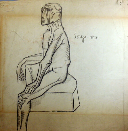 Francis Newton Souza, ‘Untitled (Seated Nude)’, 1954