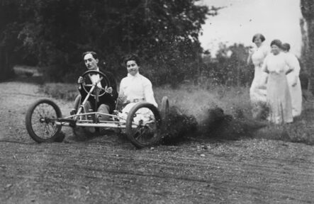 Jacques-Henri Lartigue, ‘Bobsled race - Zissou and Madeleine Thibault in the bobsled, Mme. Folletête,Tatane & Maman Rouzat, September 20’, 1911