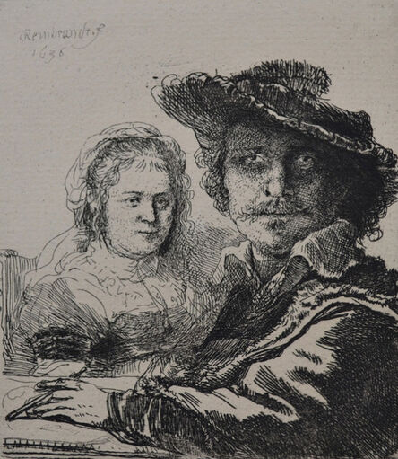 Rembrandt van Rijn, ‘Self Portrait with Saskia ’, Etched in 1636, Printed in 1906 (Beaumont, Paris)