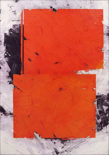 Ivo Stoyanov, ‘Dark Orange No 41 - bold, abstract shapes, marble dust, acrylic, wax on canvas’, 2020