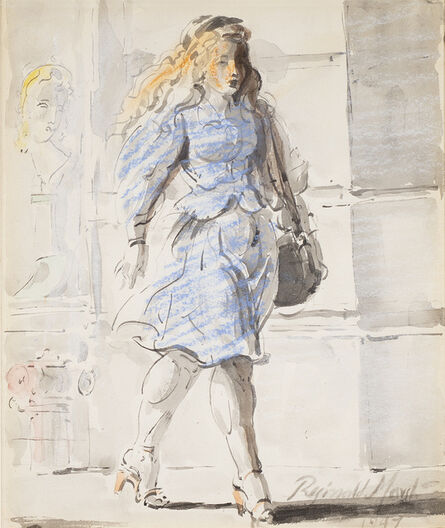 Reginald Marsh, ‘Woman in Blue Dress’, 1947