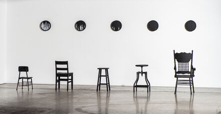 Denise Yaghmourian, ‘5 Clocks and 5 Chairs’, 2018