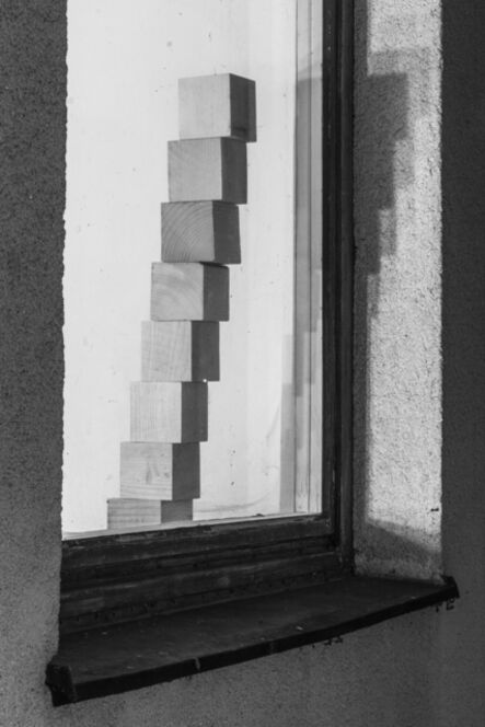 Peter Puklus, ‘Eight wooden blocks arranged to form a stairway behind a window’, 2014