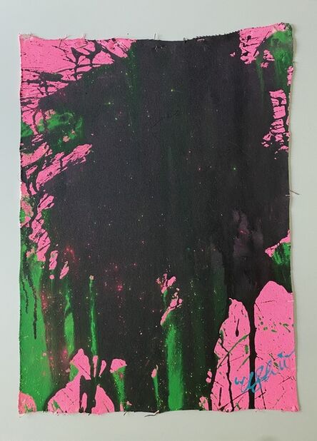 Ushio Shinohara 篠原 有司男, ‘Emerald Green and Black on Pastel Pink’, 2012