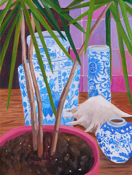 Anna Valdez, ‘Palm with Blue Ceramics’, 2020