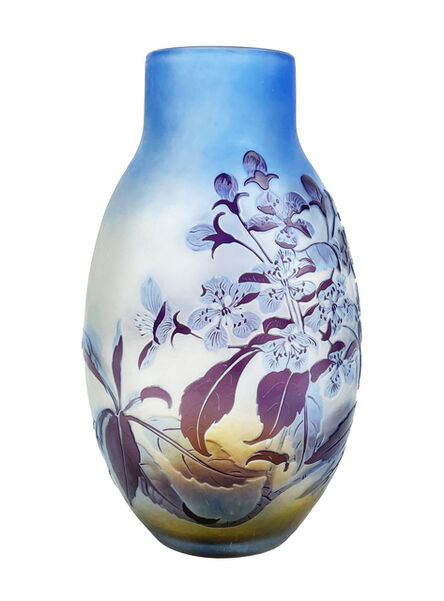 Emile Gallé, ‘Blue, White and Orange Vase with Flowers’, ca. 1900