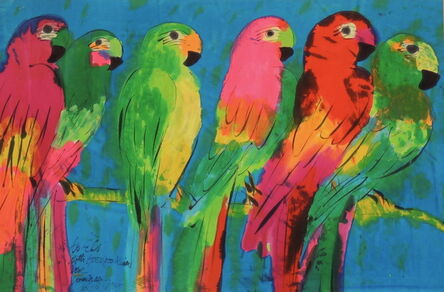 Walasse Ting 丁雄泉, ‘Six Parrots’, 1989