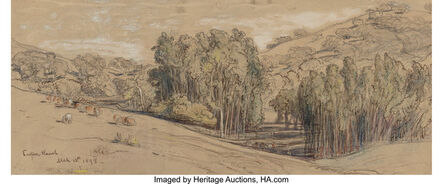 Samuel Colman, ‘Eucalyptus Groves on the Cooper Ranch, Santa Barbara, and Cypress Trees, Cypress Point (two works)’