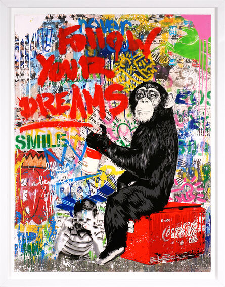 Mr. Brainwash, ‘'Follow Your Dreams' Red Monkey, Unique, Street Pop Art Painting’, 2021