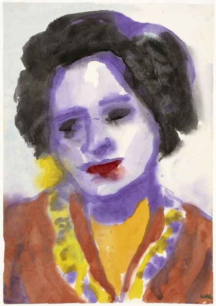 Emil Nolde, ‘Portrait of a Woman (Black, Violet, Ochre, Brown)’, not dated