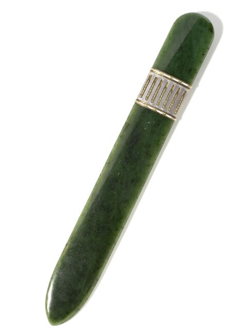 Peter Carl Fabergé, ‘A Carved Nephrite and Enamel Paperknife’, ca. 1910
