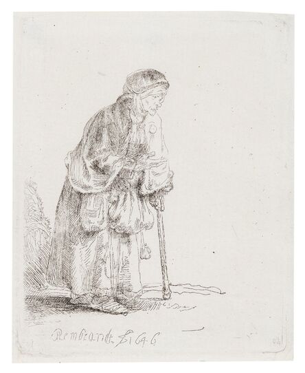 Rembrandt van Rijn, ‘A Beggar Woman Leaning on a Stick’, 1646