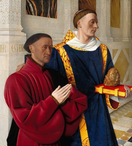 Jean Fouquet, ‘Étienne Chevalier and Saint Stephen, left wing of the Melun Diptych’, 1450