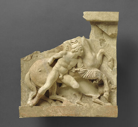‘Fragment of a Relief of a Horseman and Companion from a Funerary Building’, 290 -250 BCE