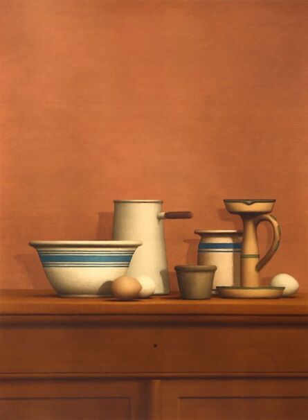 William Bailey, ‘Still Life with Eggs, Candlestick and Bowl’, 1976