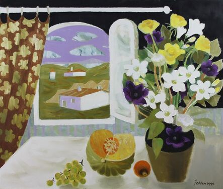 Mary Fedden, ‘Still Life with Flowers and Fruit by an Open Window’, 1995