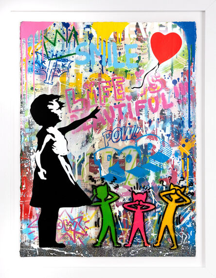 Mr. Brainwash, ‘'Balloon Girl with Cats', Unique Painting’, 2022