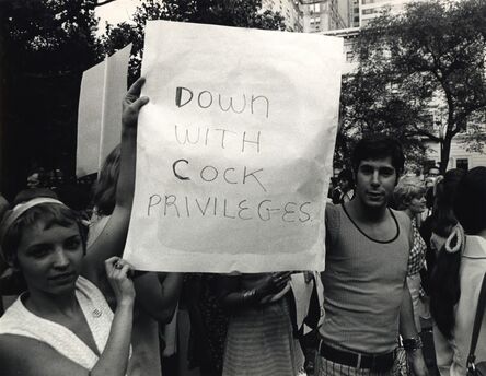 Anonymous, ‘Women's Liberation Protesters Carrying "Down With Cock Privileges" Sign, New York, NY’, ca. 1970
