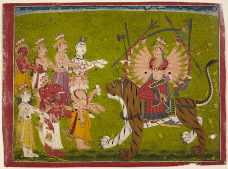 ‘The Goddess Durga on a Lion from the Devi Mahatmya’, 18th century