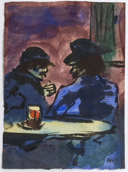 Emil Nolde, ‘Wirtshausszene mit zwei Männern am Tisch (Pub Scene with Two Men at The Table)’, 1908