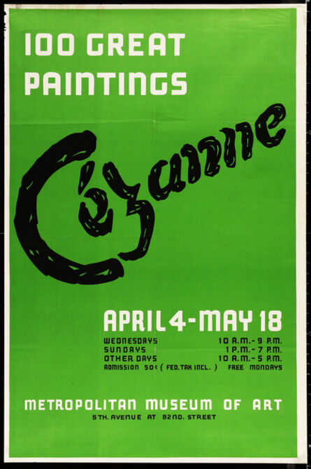 Paul Cézanne, ‘100 Great Paintings, Cezanne April 4-May 18, Metropolitan Museum of Art Rare Oversize Poster’, 1952